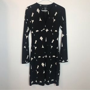 Kenneth Cole Black & White Long Sleeve Dress Size XS